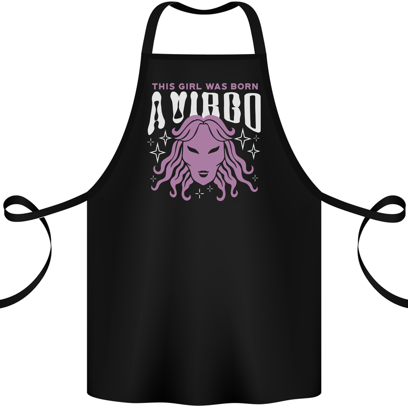 This Girl Was Born Virgo Cotton Apron 100% Organic Black
