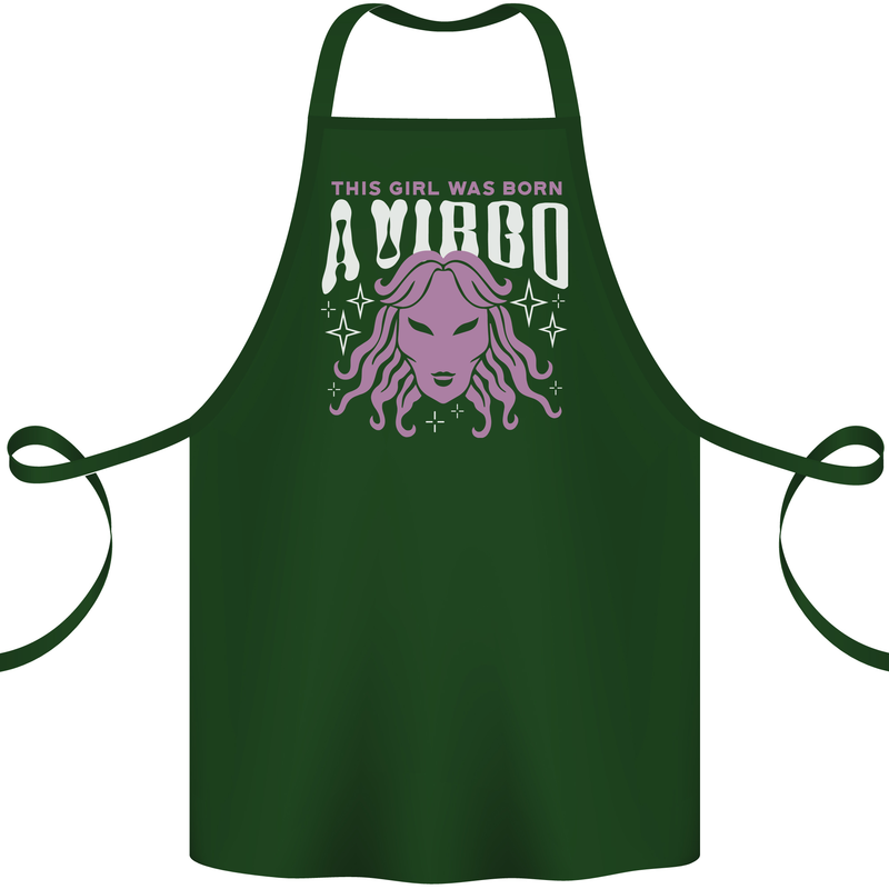 This Girl Was Born Virgo Cotton Apron 100% Organic Forest Green