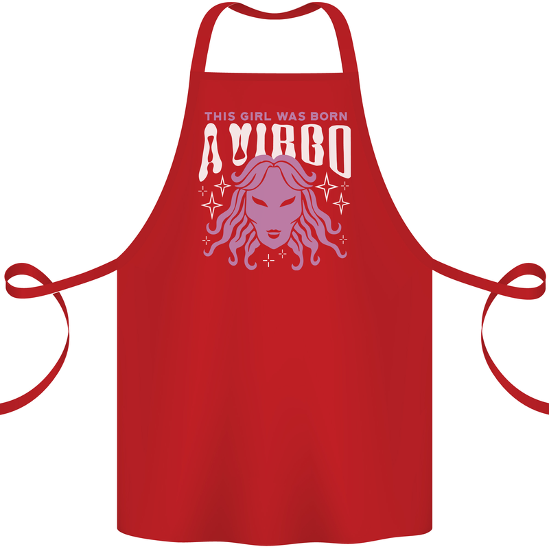 This Girl Was Born Virgo Cotton Apron 100% Organic Red