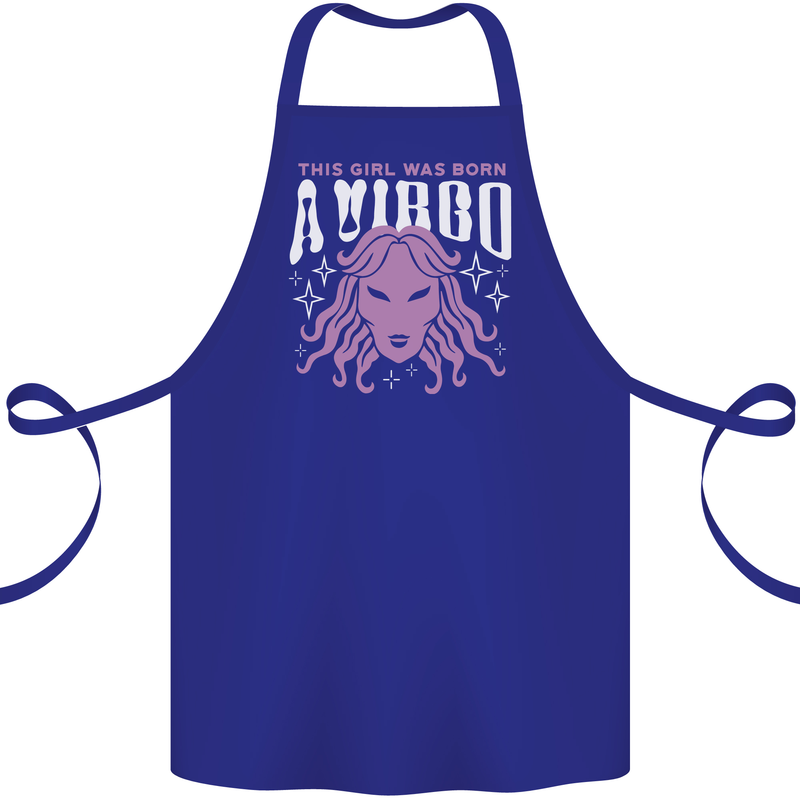 This Girl Was Born Virgo Cotton Apron 100% Organic Royal Blue