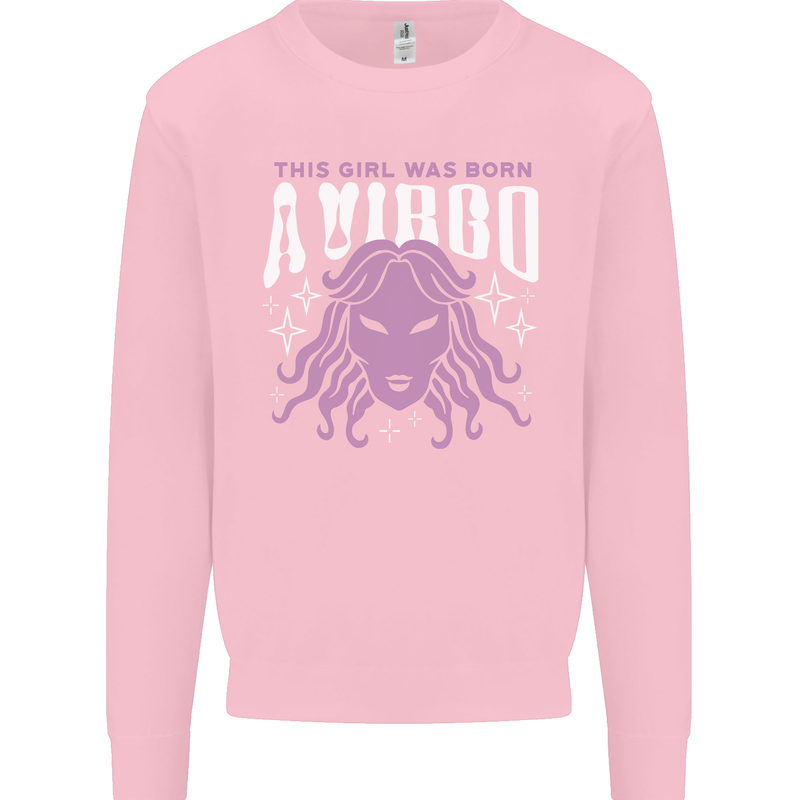 This Girl Was Born Virgo Kids Sweatshirt Jumper Light Pink