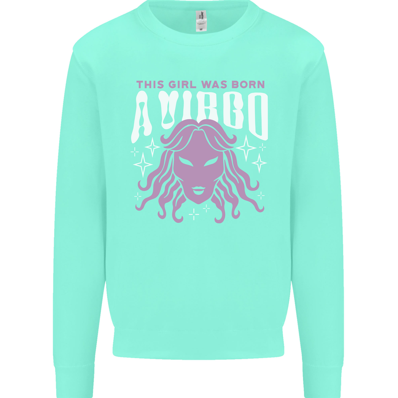 This Girl Was Born Virgo Kids Sweatshirt Jumper Peppermint