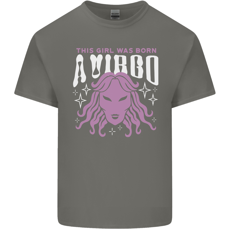 This Girl Was Born Virgo Kids T-Shirt Childrens Charcoal