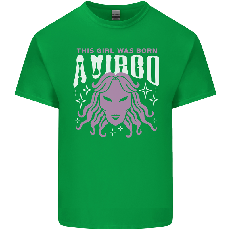 This Girl Was Born Virgo Kids T-Shirt Childrens Irish Green