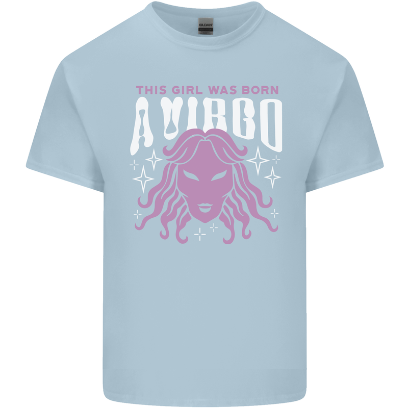 This Girl Was Born Virgo Kids T-Shirt Childrens Light Blue