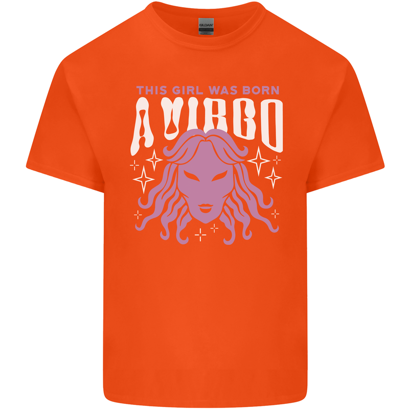 This Girl Was Born Virgo Kids T-Shirt Childrens Orange