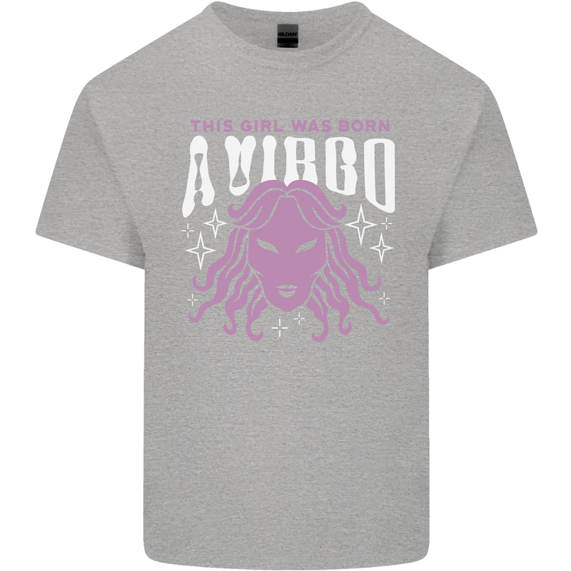 This Girl Was Born Virgo Kids T-Shirt Childrens Sports Grey