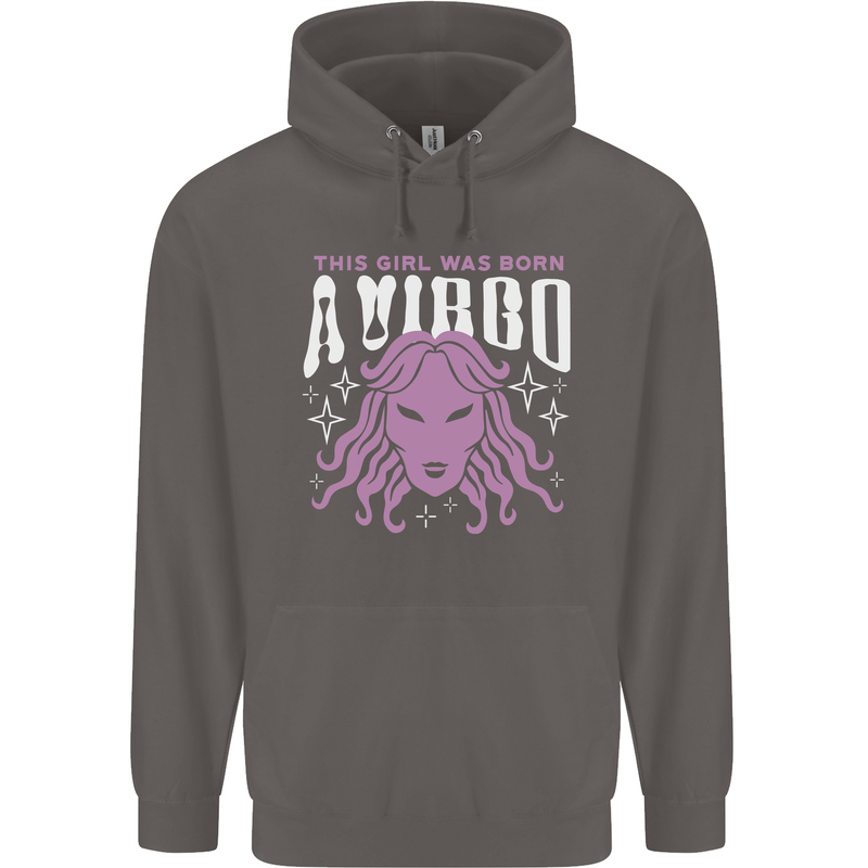 This Girl Was Born Virgo Mens 80% Cotton Hoodie Charcoal
