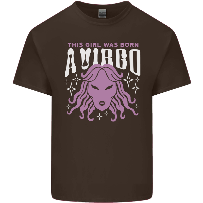 This Girl Was Born Virgo Mens Cotton T-Shirt Tee Top Dark Chocolate