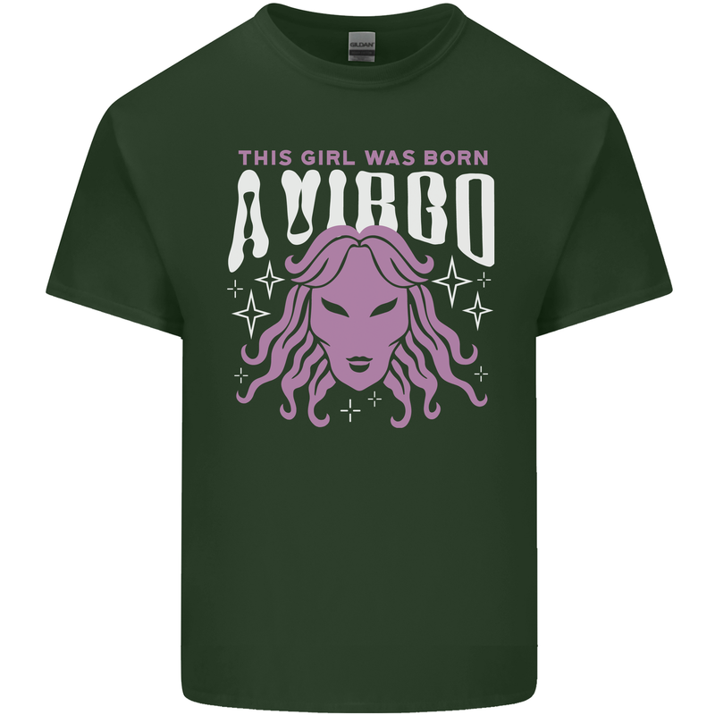 This Girl Was Born Virgo Mens Cotton T-Shirt Tee Top Forest Green