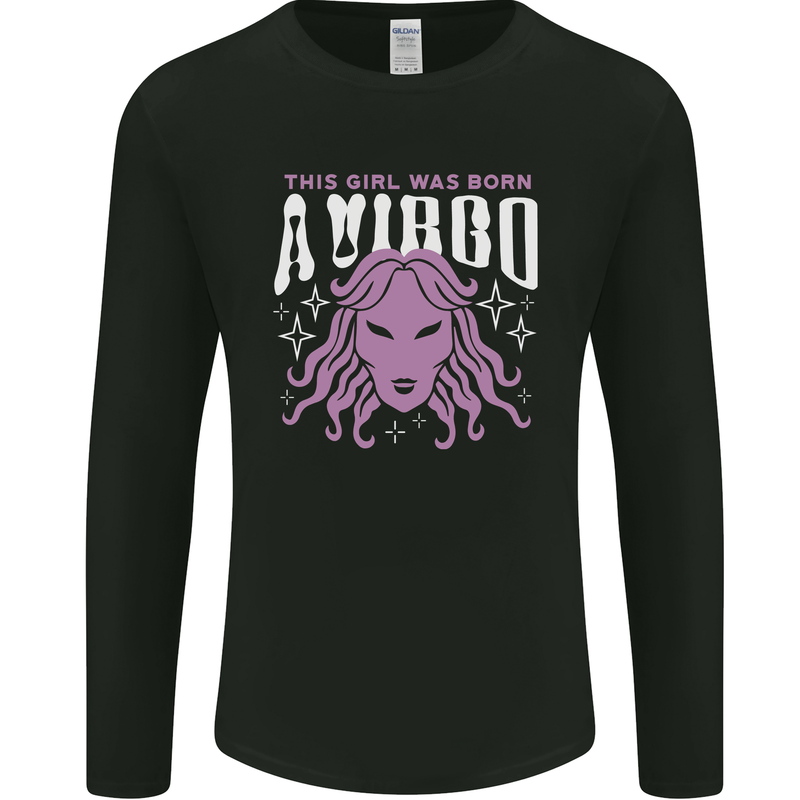 This Girl Was Born Virgo Mens Long Sleeve T-Shirt Black