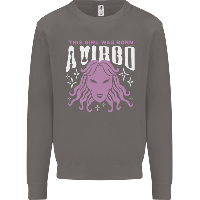 This Girl Was Born Virgo Mens Sweatshirt Jumper Charcoal