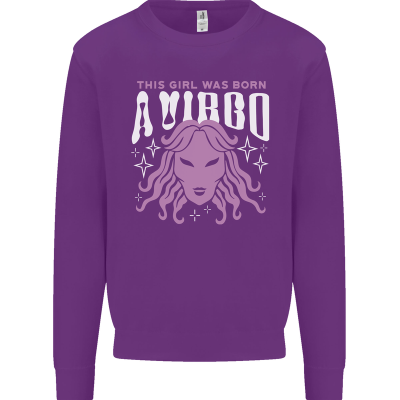 This Girl Was Born Virgo Mens Sweatshirt Jumper Purple