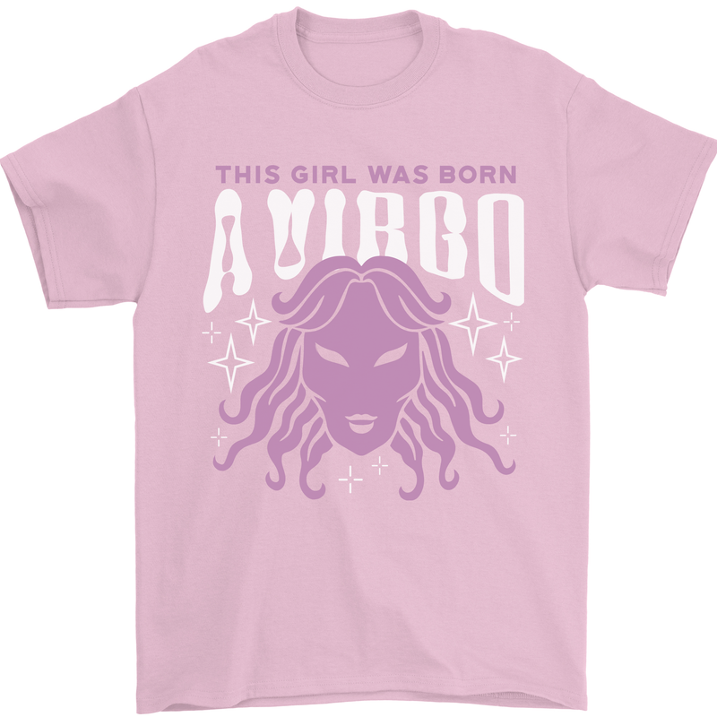 This Girl Was Born Virgo Mens T-Shirt 100% Cotton Light Pink