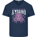 This Girl Was Born Virgo Mens V-Neck Cotton T-Shirt Navy Blue