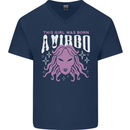 This Girl Was Born Virgo Mens V-Neck Cotton T-Shirt Navy Blue
