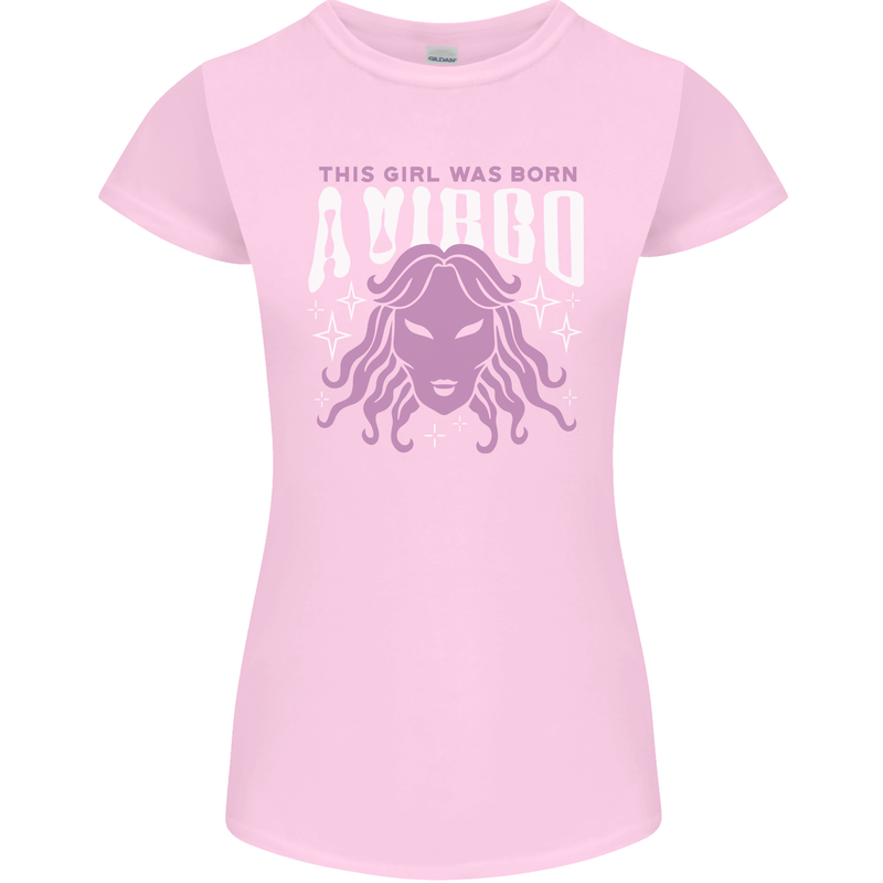 This Girl Was Born Virgo Womens Petite Cut T-Shirt Light Pink