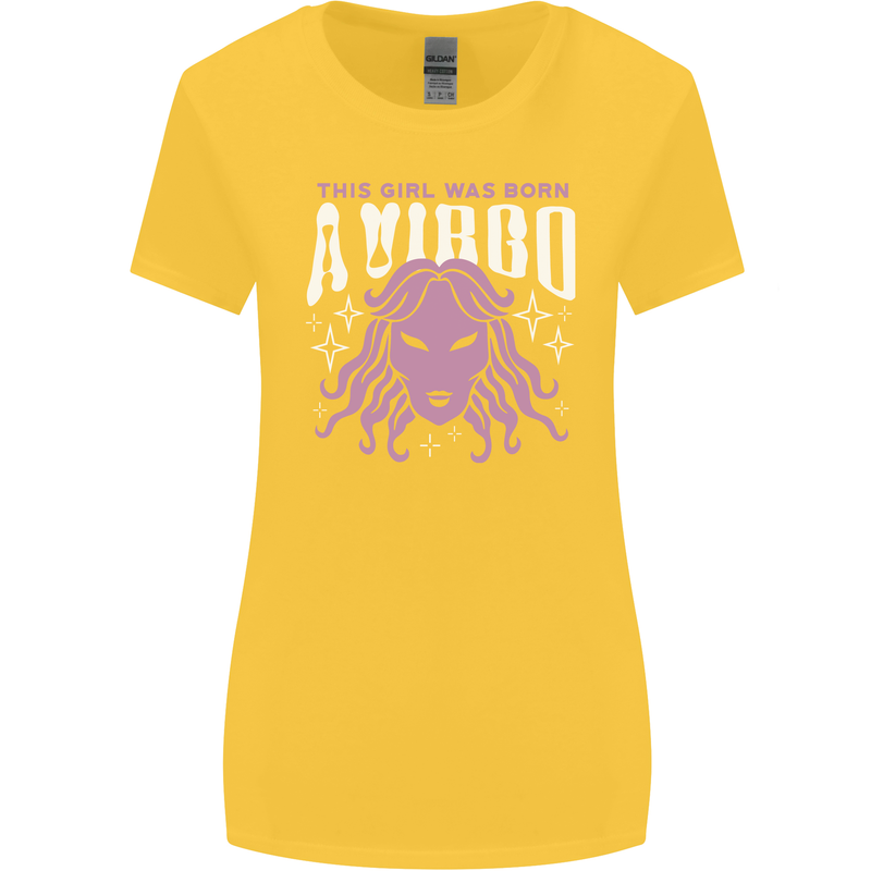 This Girl Was Born Virgo Womens Wider Cut T-Shirt Yellow