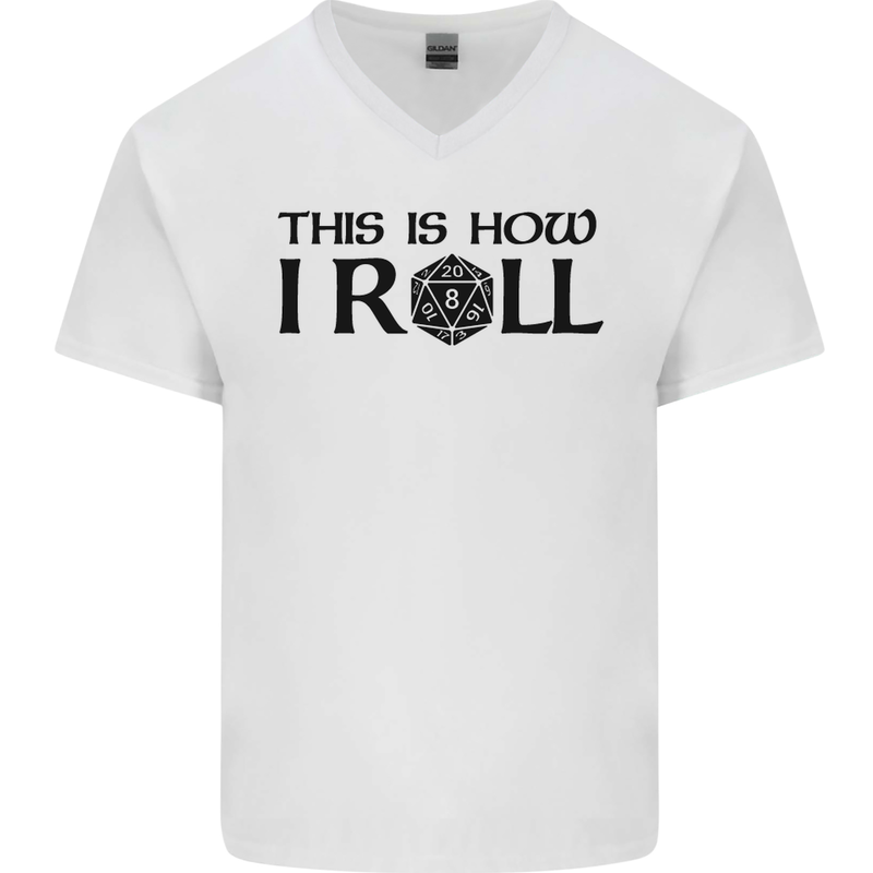 This Is How I Roll RPG Role Playing Games Mens V-Neck Cotton T-Shirt White