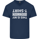 This Is My Handstand T-Shirt Gymnastics Mens V-Neck Cotton T-Shirt Navy Blue