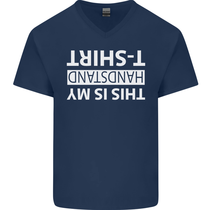 This Is My Handstand T-Shirt Gymnastics Mens V-Neck Cotton T-Shirt Navy Blue
