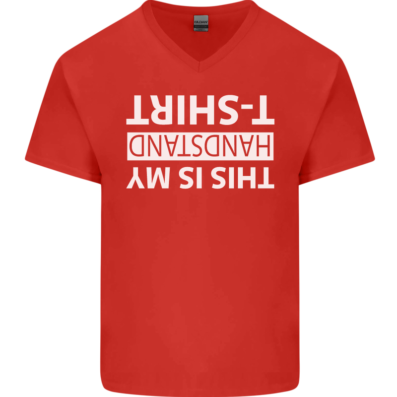 This Is My Handstand T-Shirt Gymnastics Mens V-Neck Cotton T-Shirt Red