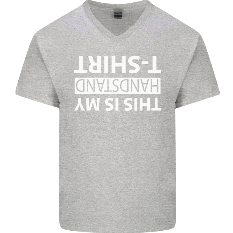 This Is My Handstand T-Shirt Gymnastics Mens V-Neck Cotton T-Shirt Sports Grey