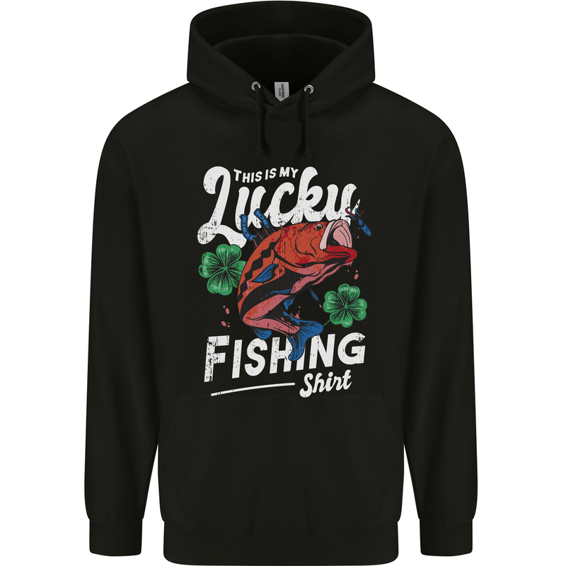 This Is My Lucky Fishing Funny Fisherman Childrens Kids Hoodie Black