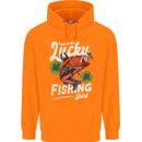 This Is My Lucky Fishing Funny Fisherman Childrens Kids Hoodie Orange