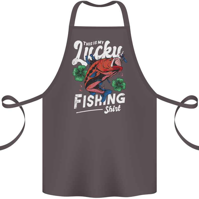 This Is My Lucky Fishing Funny Fisherman Cotton Apron 100% Organic Dark Grey