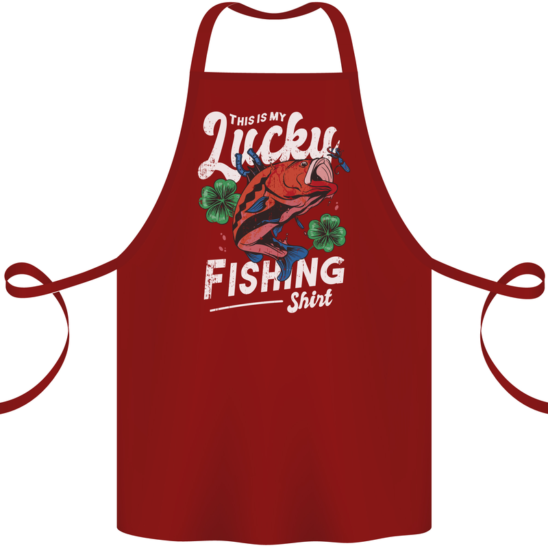 This Is My Lucky Fishing Funny Fisherman Cotton Apron 100% Organic Maroon
