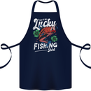 This Is My Lucky Fishing Funny Fisherman Cotton Apron 100% Organic Navy Blue