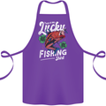 This Is My Lucky Fishing Funny Fisherman Cotton Apron 100% Organic Purple