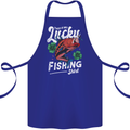 This Is My Lucky Fishing Funny Fisherman Cotton Apron 100% Organic Royal Blue
