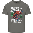 This Is My Lucky Fishing Funny Fisherman Kids T-Shirt Childrens Charcoal