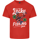 This Is My Lucky Fishing Funny Fisherman Kids T-Shirt Childrens Red
