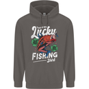This Is My Lucky Fishing Funny Fisherman Mens 80% Cotton Hoodie Charcoal