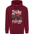 This Is My Lucky Fishing Funny Fisherman Mens 80% Cotton Hoodie Maroon