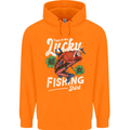 This Is My Lucky Fishing Funny Fisherman Mens 80% Cotton Hoodie Orange
