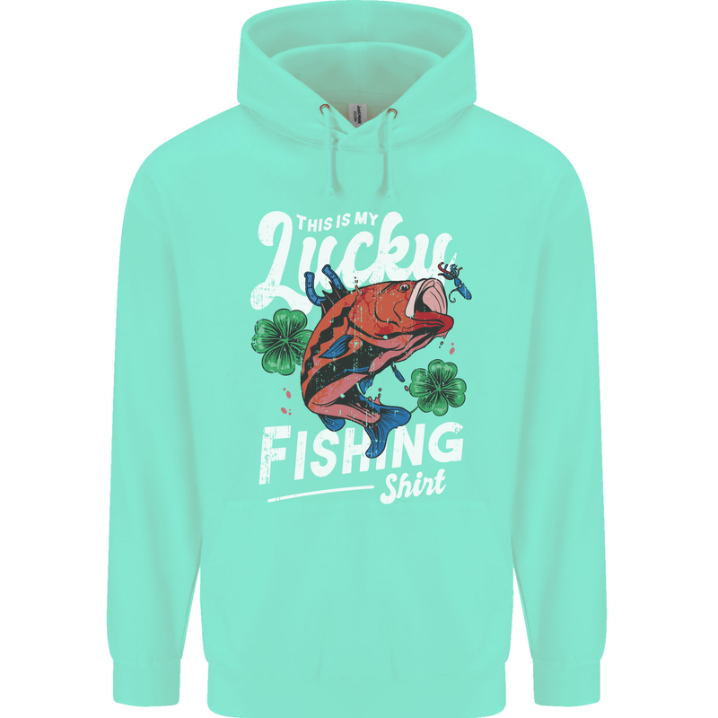 This Is My Lucky Fishing Funny Fisherman Mens 80% Cotton Hoodie Peppermint