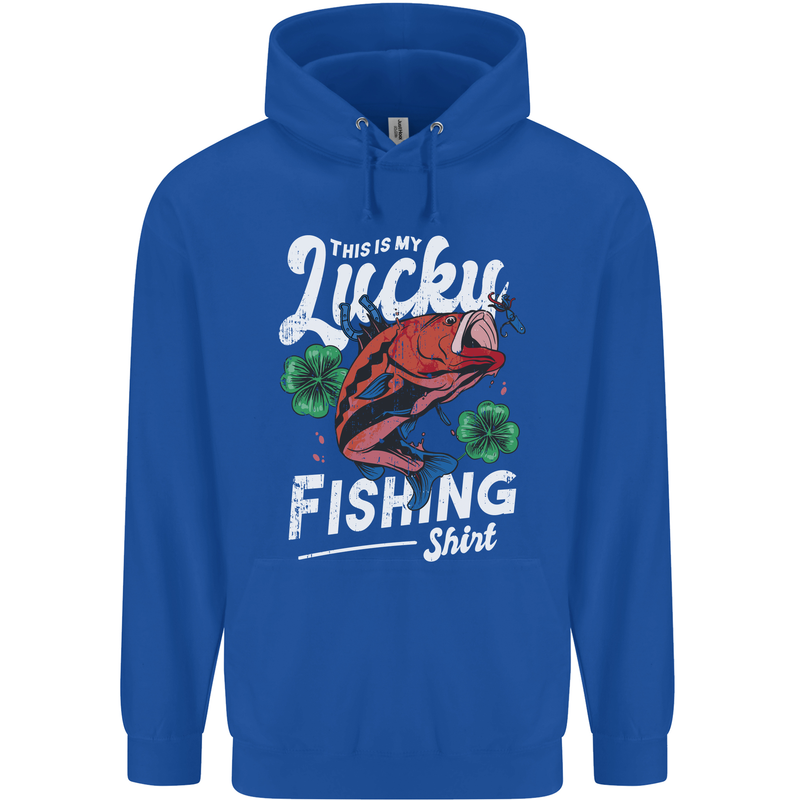 This Is My Lucky Fishing Funny Fisherman Mens 80% Cotton Hoodie Royal Blue