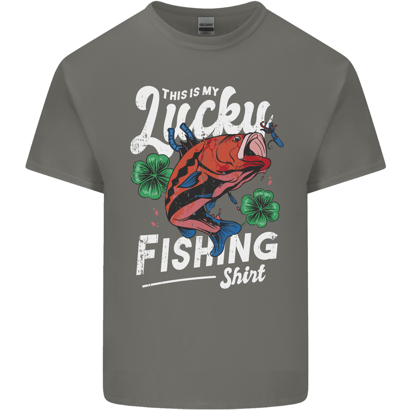 This Is My Lucky Fishing Funny Fisherman Mens Cotton T-Shirt Tee Top Charcoal