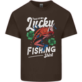 This Is My Lucky Fishing Funny Fisherman Mens Cotton T-Shirt Tee Top Dark Chocolate