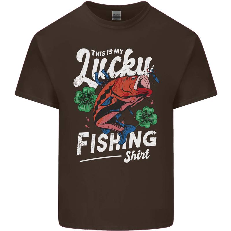 This Is My Lucky Fishing Funny Fisherman Mens Cotton T-Shirt Tee Top Dark Chocolate