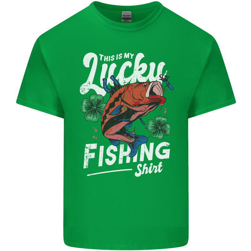 This Is My Lucky Fishing Funny Fisherman Mens Cotton T-Shirt Tee Top Irish Green