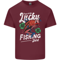 This Is My Lucky Fishing Funny Fisherman Mens Cotton T-Shirt Tee Top Maroon