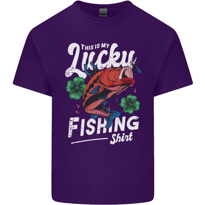 This Is My Lucky Fishing Funny Fisherman Mens Cotton T-Shirt Tee Top Purple