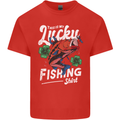 This Is My Lucky Fishing Funny Fisherman Mens Cotton T-Shirt Tee Top Red