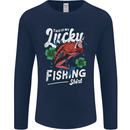 This Is My Lucky Fishing Funny Fisherman Mens Long Sleeve T-Shirt Navy Blue