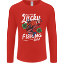 This Is My Lucky Fishing Funny Fisherman Mens Long Sleeve T-Shirt Red